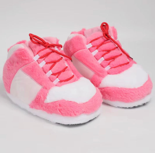 Pink Warm Plush Sneaker Slippers
